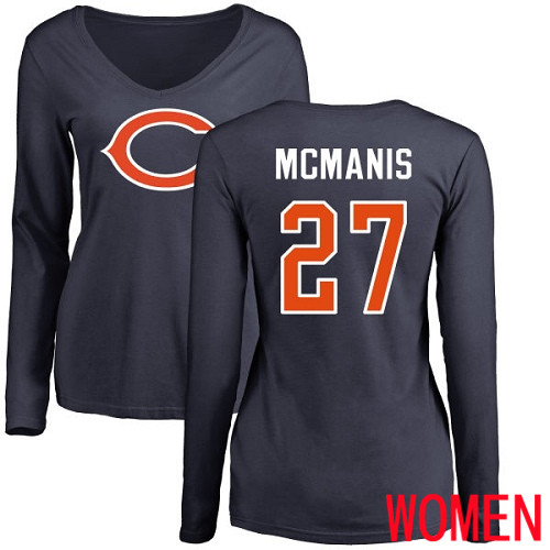Chicago Bears Navy Blue Women Sherrick McManis Name and Number Logo NFL Football #27 Long Sleeve T Shirt->nfl t-shirts->Sports Accessory